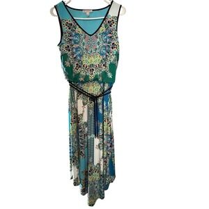 CB‎ Established 1962 Sleeveless Handkerchief Hem Midi Dress Size 4 Multicolor
